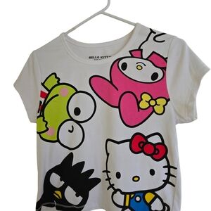 Sanrio White Tee with Hello Kitty & Friends Colorful Characters